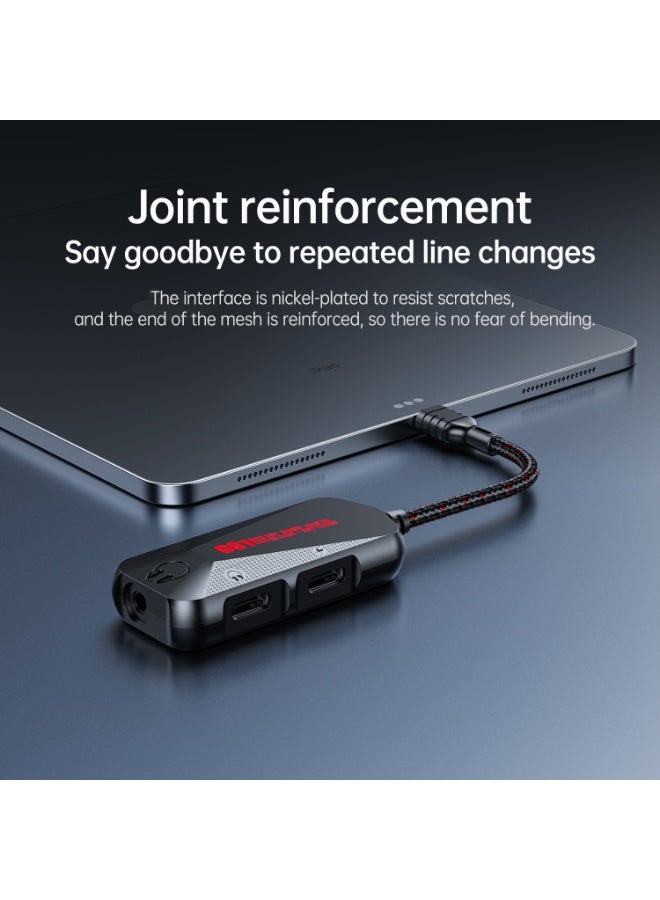 Plextone GS1 Type-C 3-in-1 Gaming Audio Adapter, 60W PD Fast Charging + 3.5mm Hi-Res Sound Card, Type-C to Aux Converter with Mic Support for Android, RedMagic, Black Shark, Xiaomi, Huawei, iPhone 15/16/17 Series, iPad, MacBook, Laptops, and Other Type-C Devices - Image 4